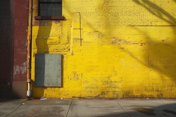 old abandoned building with one wall painted bright yellow