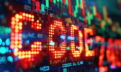 Obraz premium Digital stock chart background with word CODE