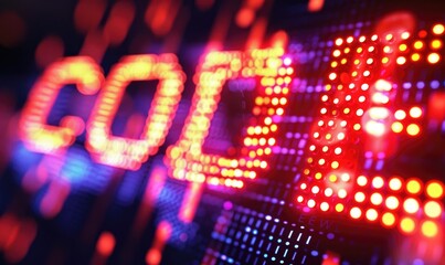 Digital stock chart background with word CODE