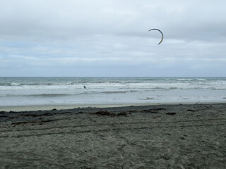 Kitesurfing in the ocean