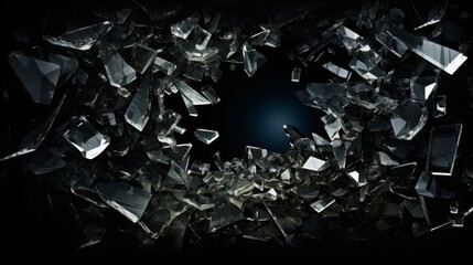 Abstract hyperrealistic broken dark glass 3d art concept banner design background pieces - obrazy, fototapety, plakaty