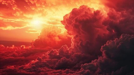 An image featuring a red sky with elements - obrazy, fototapety, plakaty