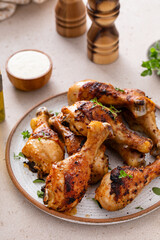 Roasted chicken drumsticks with ranch and fresh herbs