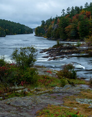  view of  recollet  falls in the autumn  near the French river information centre