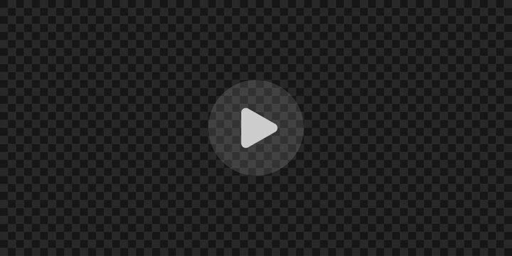 Play button on dark transparent background texture. Video player template. Empty movie computer or television screen. Push, click, record icon on multimedia window interface. Vector illustration.