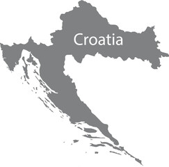 Fototapeta premium Gray map of Croatia with the inscription of the name of the country inside map