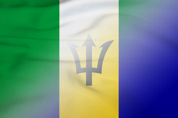 Nigeria and Barbados official flag transborder contract BRB NGA - obrazy, fototapety, plakaty