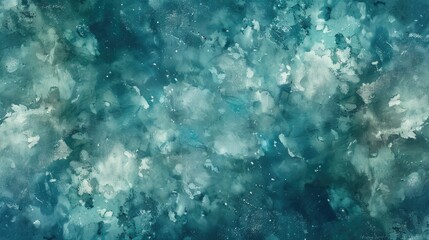 Underwater Effect Abstract Wallpaper: Translucent Layers of Watercolor in Ocean Blues and Greens with Shimmering Depth Particles