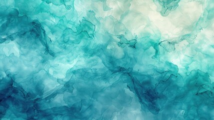 Fototapeta na wymiar Turquoise and Seafoam Green Fluid Abstraction: Ocean-Inspired Watercolor Wallpaper for a Refreshing Desktop Aesthetic