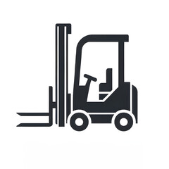 Icon featuring a silhouette of a stacker, also known as a reach truck, set against a white background