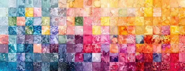 Cozy Quilted Comfort: Colorful Abstract Watercolor Patchwork for a Vibrant Desktop Theme