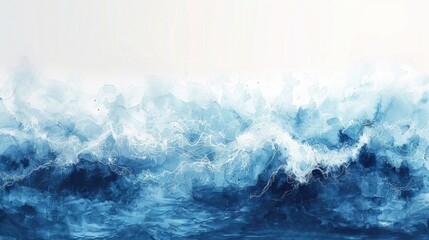 Crashing Waves Abstract: Varying Shades of Blue and White Capturing the Ocean's Dynamic Essence