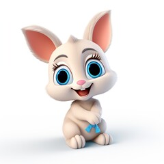 3D cartoon illustration, a cute bunny