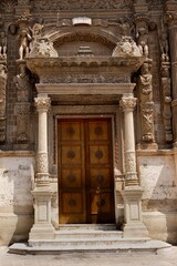 Some architectural details of the church of San Domenico a Nardò (Italy, Puglia) which highlight the beautiful style of Apulian Baroque.