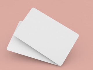 Mockup of two bank cards on an orange background. 3d rendering illustration.