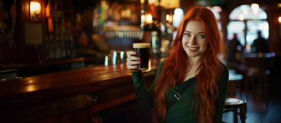 Young woman in a bar. Generative AI