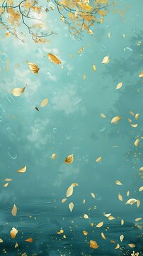 woman sitting bench under tree deep torrent background golden shapes falling flower petals final xiii leaves air cry wind chimes