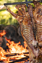 Lamb Al Asador, traditional food from the Argentine Pampa. It can be seen in all the Argentine...