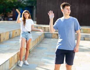 A couple of young people is having an arguement