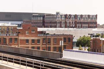 Fototapeta premium Afternoon view of historic buildings in Old Town Wichita Kansas, USA.