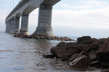 The Confederation bridge between New Brunswick and Prince Edward Island.
