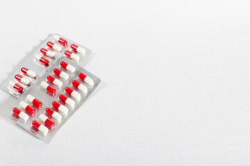 Taking care of health: Composition of medicines on the table.