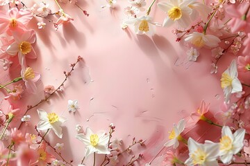 Spring Flowers Theme: Soft Pink with Cherry Blossoms & Daffodils

