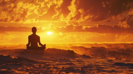 Desert meditation for spiritual awakening, soul healing, Ai Generated.