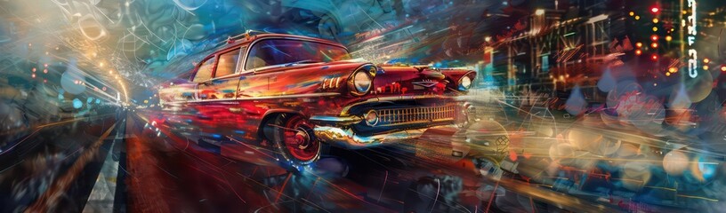 automobile, car, news, collage style compositions,  motion blur panorama, auto body works, digitally enhanced - obrazy, fototapety, plakaty