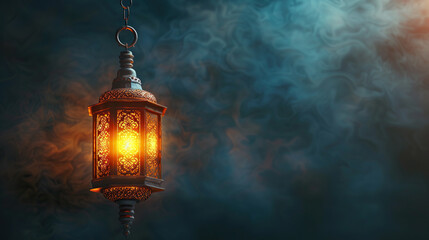  Ramadan kareem greeting card , arabic lantern, Elegant design of lit lantern template, place for text greeting card and banner for Ramadan kareem. - obrazy, fototapety, plakaty