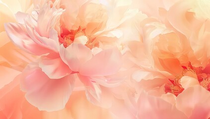 peony flower, pastel colored scenes, highly detailed, subdued palettes, transparency and opacity, light pink and light orange