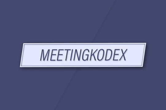 Meetingkodex. Eine Banner Illustration mit blauem Text, isoliert auf blauem Hintergrund.