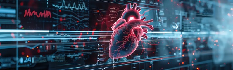 cardiac monitoring technology for patients and healthcare providers, in the style of futuristic, virtual and augmented reality