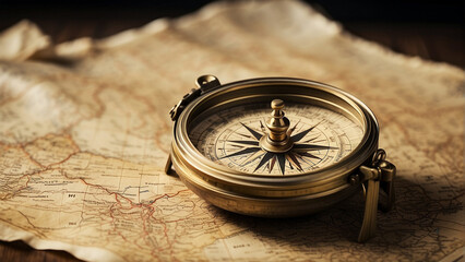 Fototapeta na wymiar compass on the map