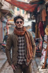 young adult man traveling or local people in India