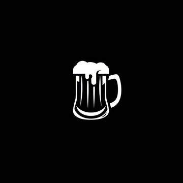 flat black and white vector logo of a sleek beer mug