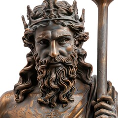 head of Poseidon god statue standing with his trident