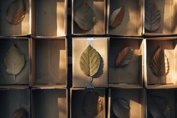 leaves on the back of cardboard boxes