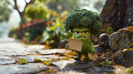 angry  broccoli character. Created with generative AI. - obrazy, fototapety, plakaty