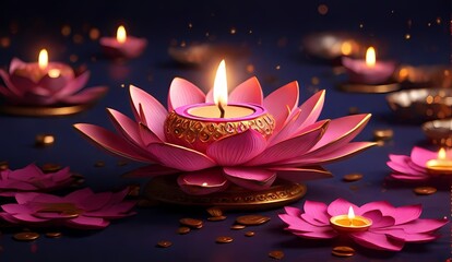 Generative AI  Happy Diwali, illustration Of Burning Diya On Happy Diwali, Diwali Celebration, Festival Of Lights With Background
