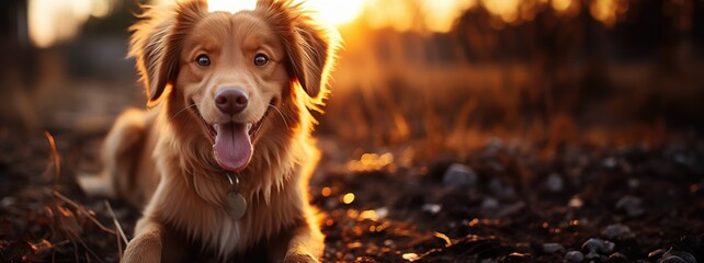 cute happy dog. Created with Generative AI.	 - obrazy, fototapety, plakaty