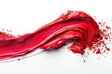 red stroke of paint isolated on white background