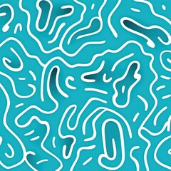 Turquoise fun line doodle seamless pattern