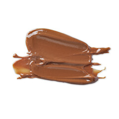 Smear of tasty milk chocolate paste isolated on white, top view