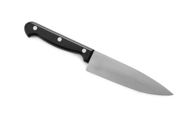 One sharp knife isolated on white, top view