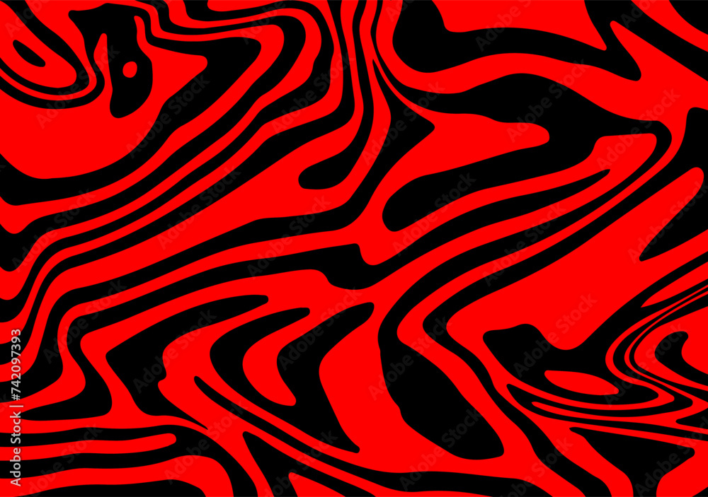 Aufkleber Abstract trippy red and black psychedelic background with melting and distorting lines resembling meat texture.