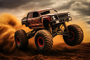 Monster Truck driving off-road outdoors