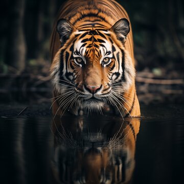 Tiger drink water