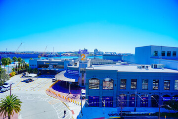 Obraz premium Tampa, FL, USA: 02 20 2024: Landscape of Tampa Bay cruise port and terminal