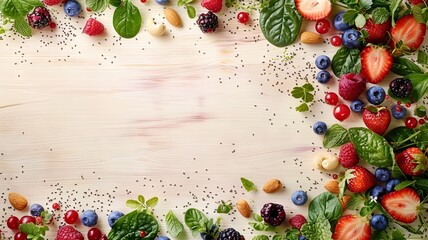 Minimalist Healthy Eating Concept with Berries and Nuts

